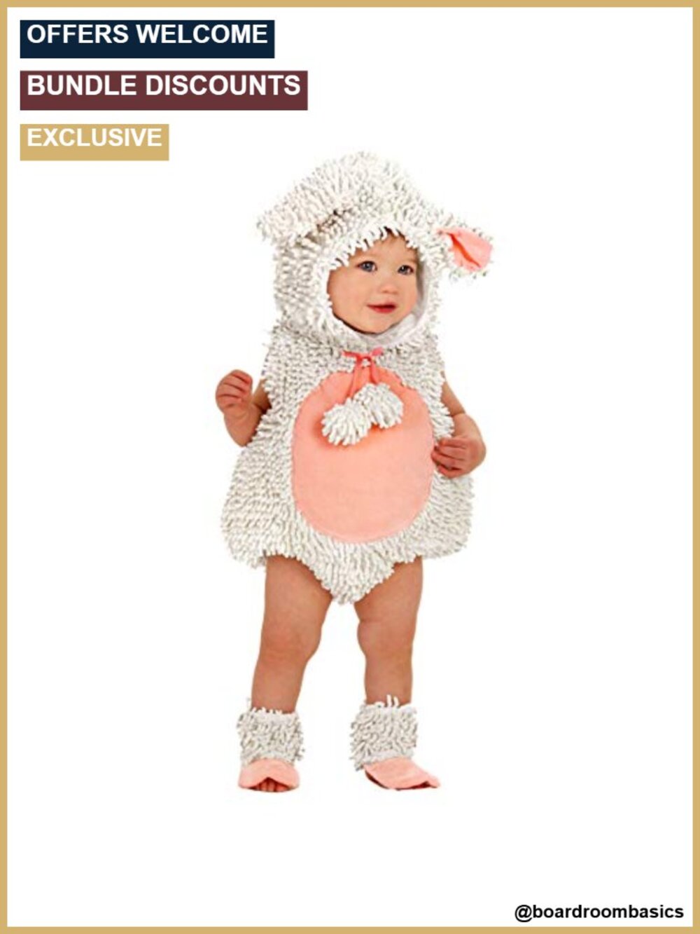 Laura the Lamb Infant Costume 6-12 Months Romper Headpiece Shoe Covers
